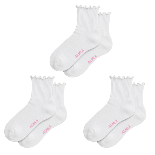 The CloudSoft Bamboo Ruffle Crew 3-Pack | Non-Grip Socks