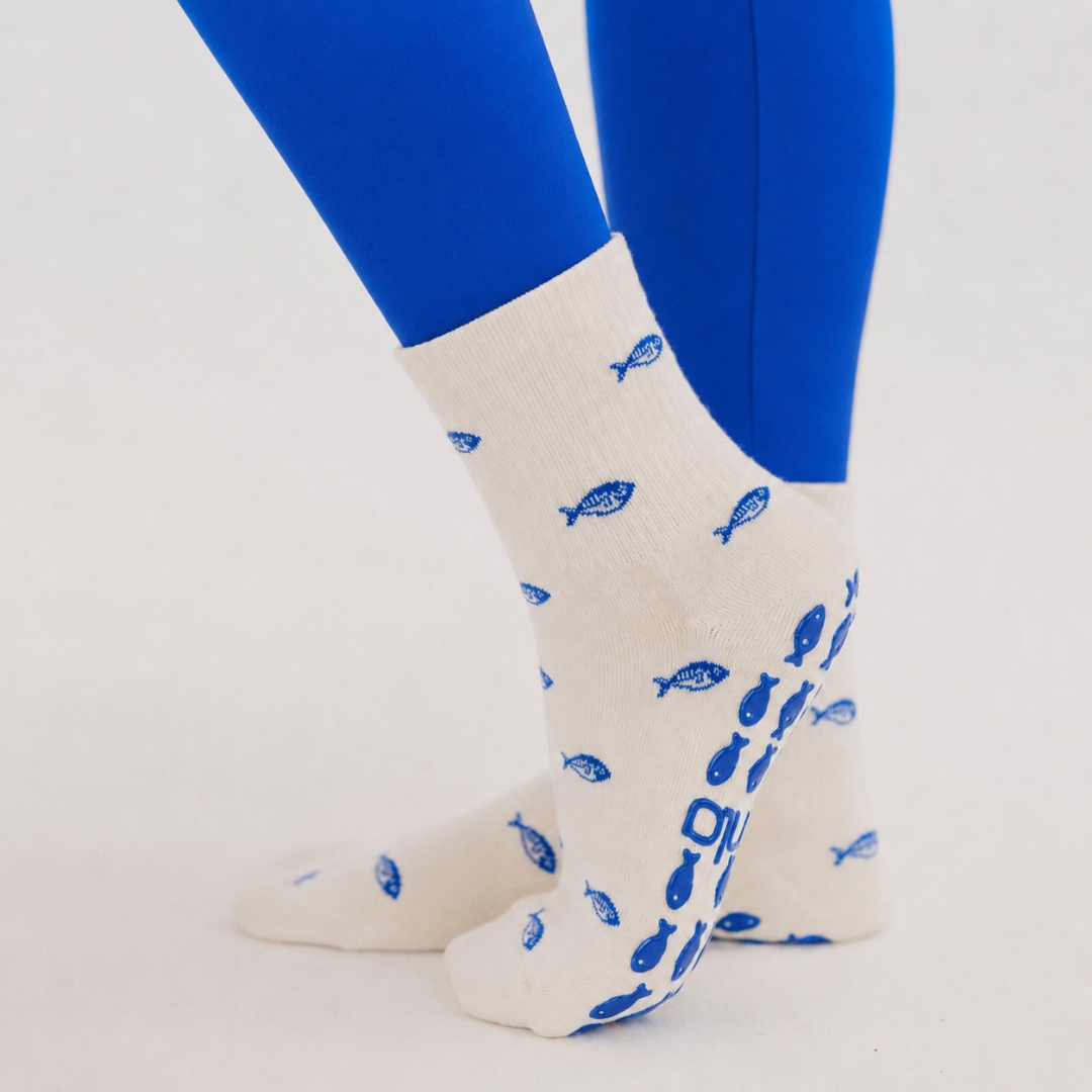 The Blue Fish Grip Sock