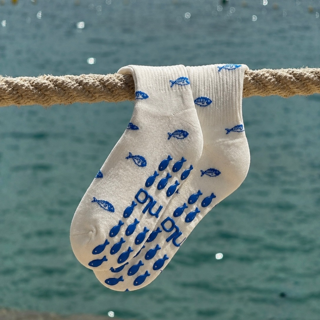 The Blue Fish Grip Sock