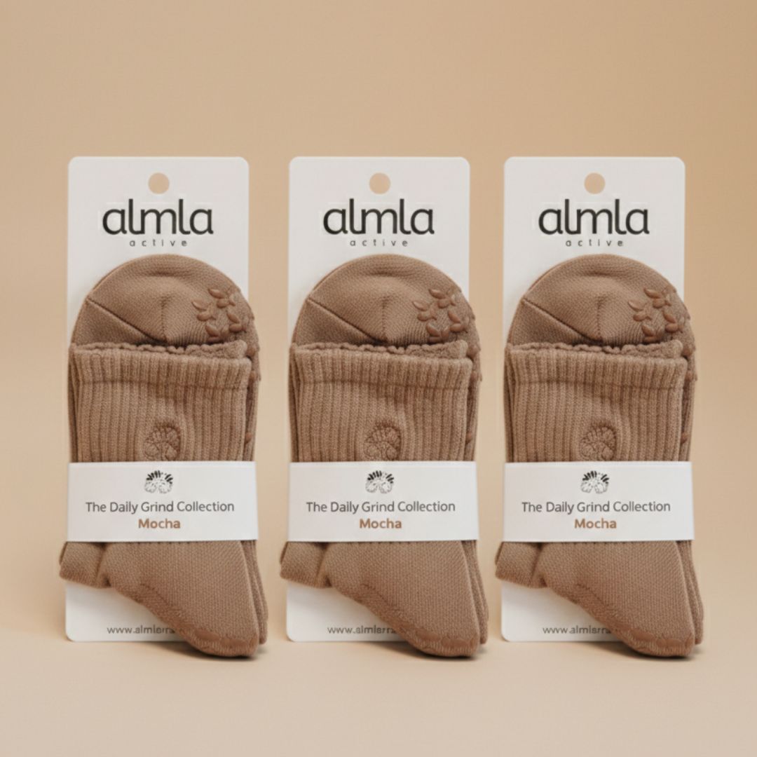 The Mocha 3-Pack Pilates Grip Sock Bundle