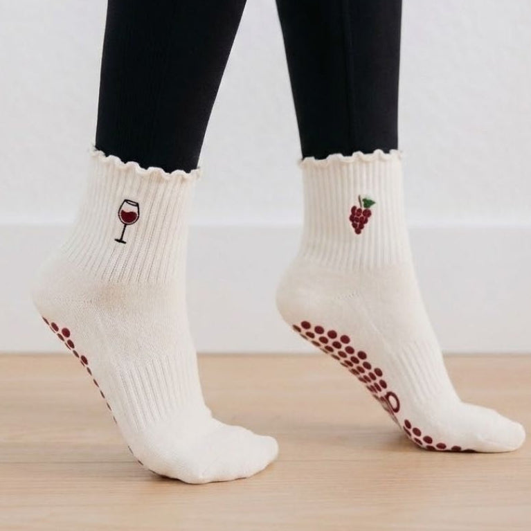 The Cabernet Pilates Grip Sock