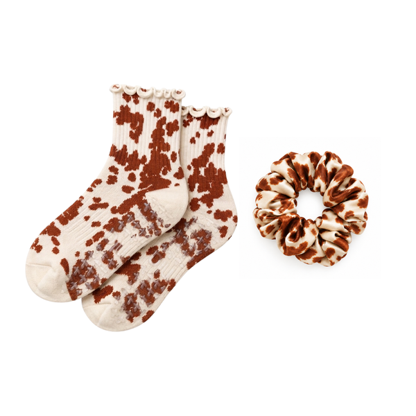 Cowhide Grip Sock + Silk Scrunchie Set