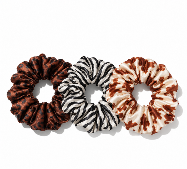 The Animal Print Silk Scrunchie 3-Pack